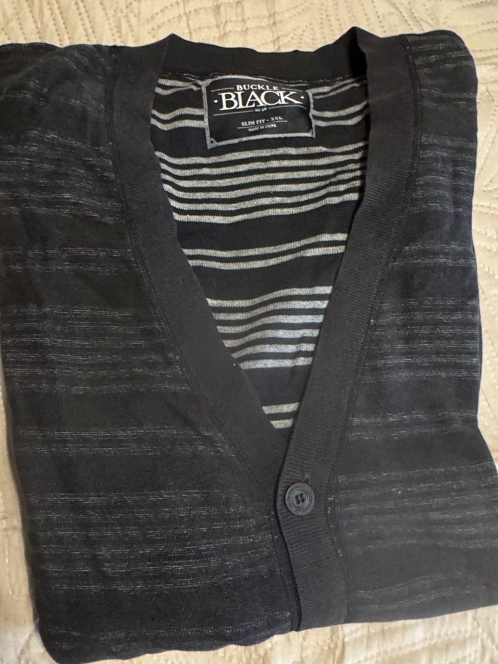 Men's Buckle Black Button Cardigan Sweater Size XXL